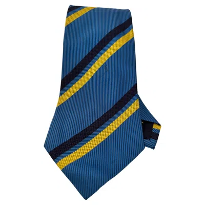 Pre-owned Gucci Blue And Gold Silk Tie Abstract Design Italy 1990s