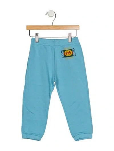 Pre-owned Gucci Babies' Blue And Multicolor Patterned Sweatpants With Elastic Waist