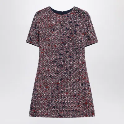 Gucci Blue And Red Bouclé Wool Dress Women