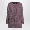 Gucci Womens Blue Red Mc Boucle-texture Round-neck Wool-blend Jacket In Multi