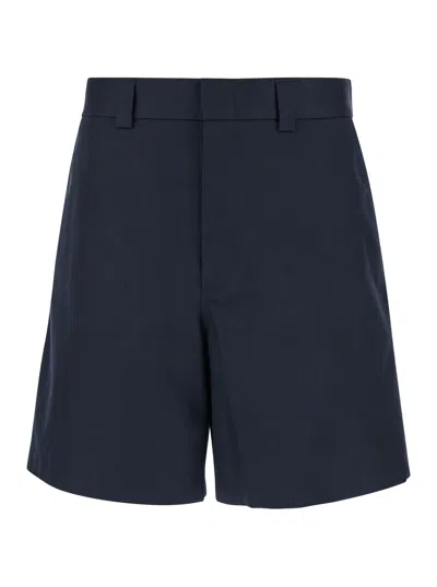 Gucci Blue Bermuda Shorts With Web Detail In Cotton Man In Multicolor