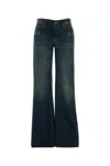 Gucci Denim Wide Leg Trousers Belt Loops Pockets In Blue
