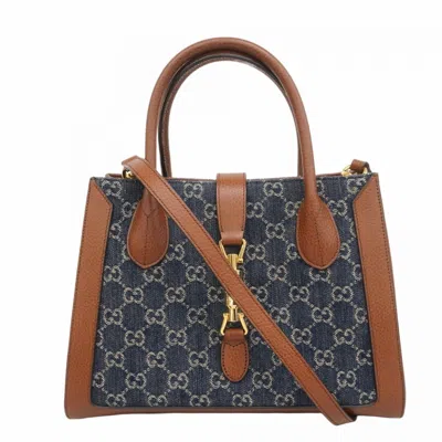 Pre-owned Gucci Blue Brown Denim Handbag ()