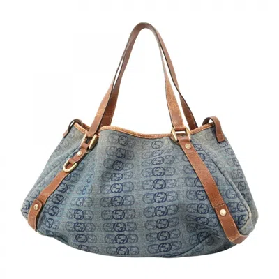Pre-owned Gucci Blue Brown Denim Tote Bag () In Multi