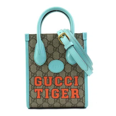 Pre-owned Gucci Blue Brown Gg Supreme Handbag Shoulder Bag () In Blue, Brown
