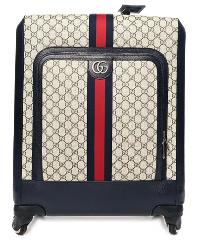 Gucci Gg Web Savoy Cabin Leather Trolley In Black