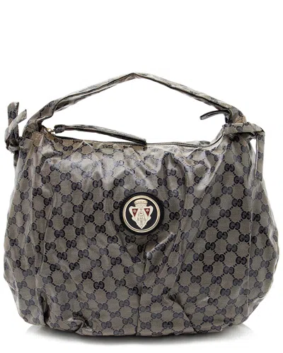Gucci Blue Canvas Gg Crystal Hysteria Hobo (authentic Pre-loved)