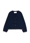 Gucci Blue Cardigan For Babykids With Web Detail In Blue
