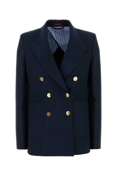 Gucci Blazer Double-breasted Gold-tone Buttons In Blue