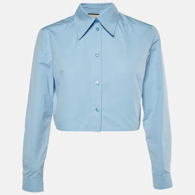 Pre-owned Gucci Blue Cotton Cropped Shirt M