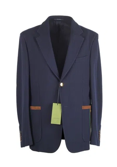 Pre-owned Gucci Blue Cotton Jersey Sport Coat Size 50 It / 40r U.s. With Tags