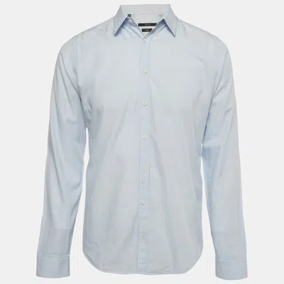 Pre-owned Gucci Blue Cotton Long Sleeve Skinny Shirt M