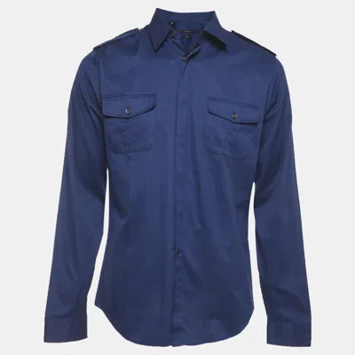 Pre-owned Gucci Blue Cotton Long Sleeves Officer Shirt L