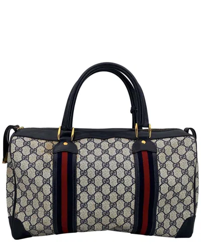 Gucci Blue Cotton Ophidia Boston Handbag (authentic Pre-loved) In Purple