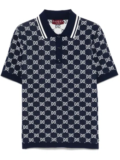 GUCCI BLUE COTTON POLO