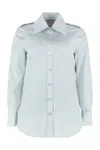 GUCCI BLUE COTTON POPLIN SHIRT WITH NACRE BUTTONS AND EPAULETTES FOR SS22