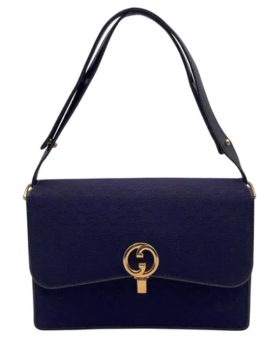 Pre-owned Gucci Blue Cotton Shoulder Bag (authentic Pre-loved)