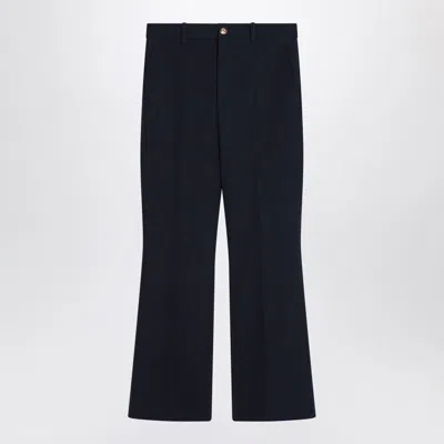 Gucci Blue Cotton Trousers In Black