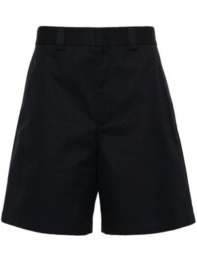 Gucci Cotton Shorts With Belt Loops And Web Insert In Navy