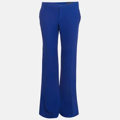 Pre-owned Gucci Blue Crepe Low Waist Trousers M