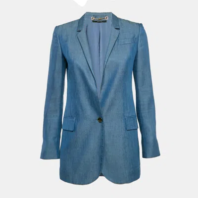 Pre-owned Gucci Blue Crepe Single Breasted Blazer M