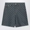 Gucci Low Waist Gg Denim Jacquard Shorts In Blue