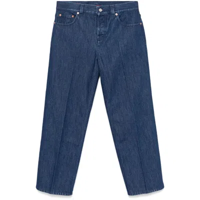 GUCCI GUCCI BLUE DENIM - STRAIGHT-LEG JEANS WOMEN