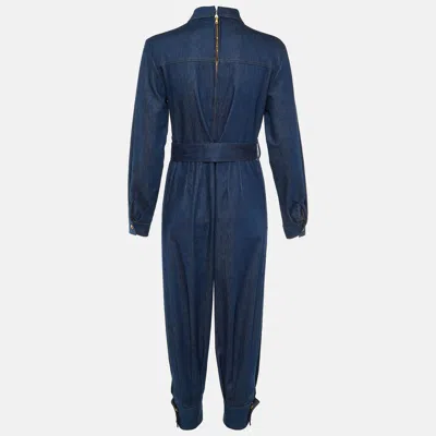 Pre-owned Gucci Blue Denim Belted Jumpsuit S