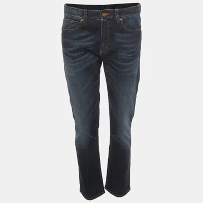 Pre-owned Gucci Blue Denim Embellished Boyfriend Jeans M / Waist 33"