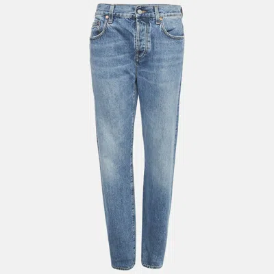 Pre-owned Gucci Blue Denim Horse-bit Detail Straight Jeans M Waist 28"