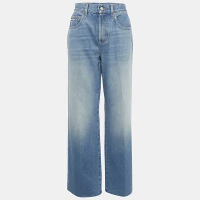 Pre-owned Gucci Blue Denim Horsebit Detail Frayed Hem Jeans M Waist 29"