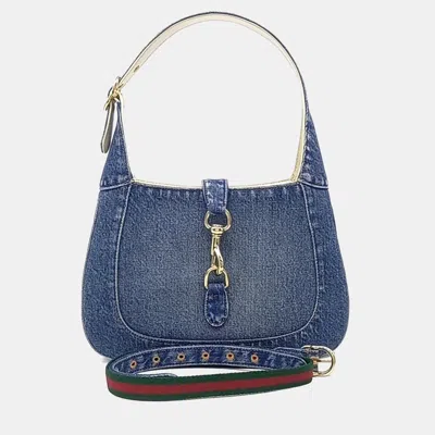Pre-owned Gucci Blue Denim Jackie Small Shoulder Bag