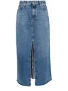 Gucci Light Blue Denim Midi Skirt With Horsebit In Cotton Woman In Blue
