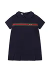 Gucci Cotton Dress With Web In Blue