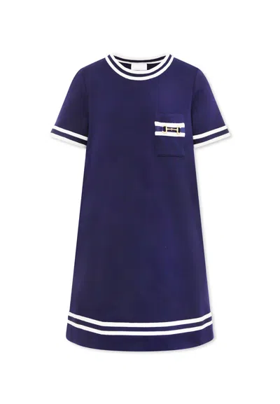 Gucci Kids' Blue Dress For Girl With Iconic Horsebit