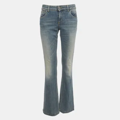 Pre-owned Gucci Blue Faded Denim Skinny Flare Jeans M Waist 32"