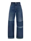 Gucci Blue Five Pocket Jeans With Lightened Effect And Logo Patch On The Back In Denim Woman In Multicolor