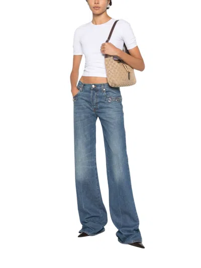 Gucci Blue Flared Mid Rise Jeans
