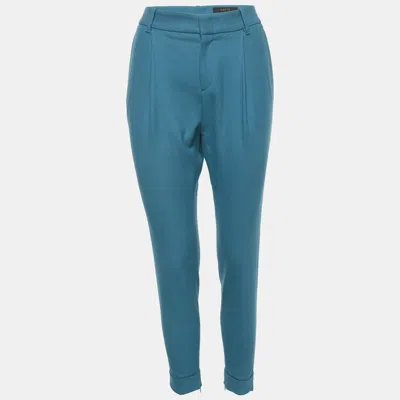 Pre-owned Gucci Blue Gabardine Slim Fit Trousers S