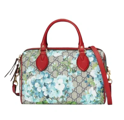 Gucci Blue Gg Blooms Coated Canvas Small Boston Top Handle Bag In Multi