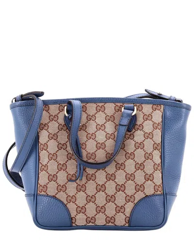 Gucci Blue Gg Canvas & Leather Bree Convertible Tote Small (authentic Pre-loved)