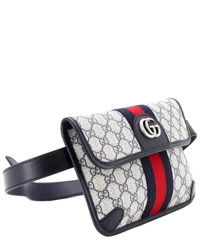 Gucci Blue Gg Canvas & Leather Ophidia Flap Belt Bag (authentic Pre-loved) In Multi