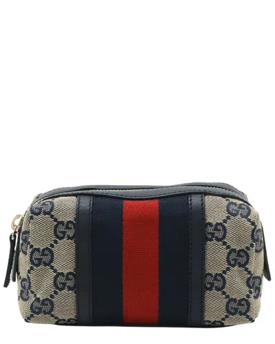 Gucci Blue Gg Canvas Cosmetic Pouch (authentic Pre-loved) In Multi