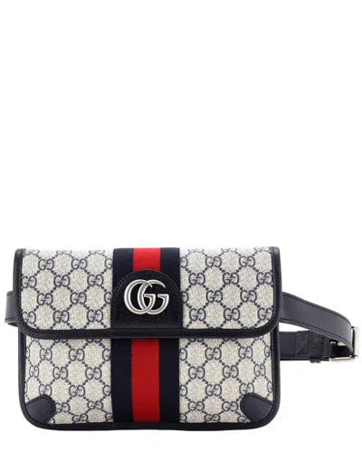 Gucci Blue Gg Coated Canvas & Leather Ophidia Flap Belt Bag (authentic Pre-  Loved) In Multi