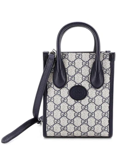Gucci Blue Gg Coated Canvas Interlocking G Patch Tote Mini (authentic Pre-  Loved)