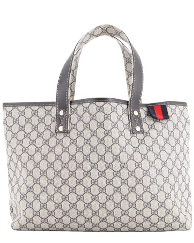 Pre-owned Gucci Blue Gg Coated Canvas Web Loop Tote Medium (authentic Pre-loved)