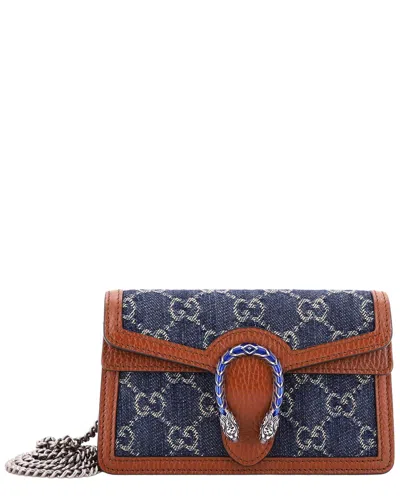Gucci Blue Gg Denim Dionysus Bag Super Mini (authentic Pre-loved)