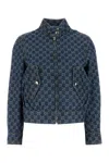Gucci Gg Monogram Denim Bomber Jacket In Blue