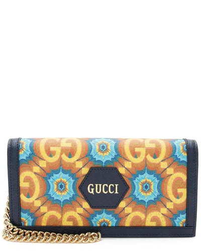 Gucci Blue Gg Kaleidoscope Canvas 100th Anniversary Chain Wallet (authentic  Pre-loved) In Multi