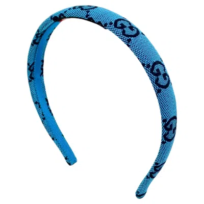 Pre-owned Gucci Blue Gg Monogram Canvas Headband